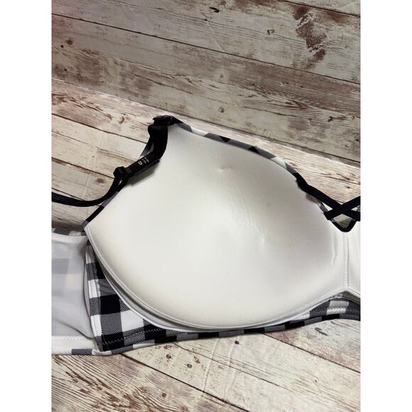 Torrid Curve Wireless Bra Size Padded Plus Size 42C Black White Gingham NWT - Picture 4 of 5